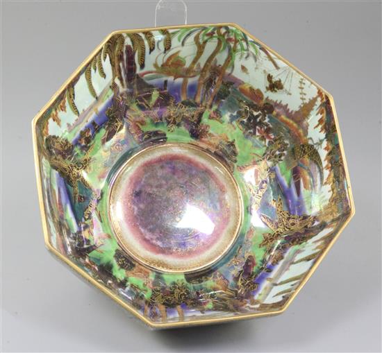 A Wedgwood Fairyland lustre 9 inch octagonal bowl, designed Daisy Makeig-Jones, 22.8cm
